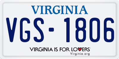 VA license plate VGS1806