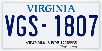 VA license plate VGS1807