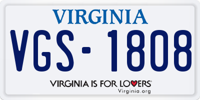 VA license plate VGS1808