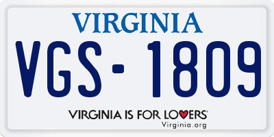VA license plate VGS1809