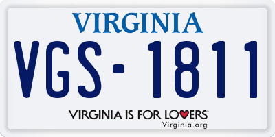 VA license plate VGS1811
