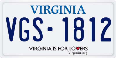 VA license plate VGS1812