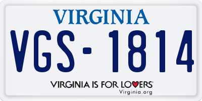 VA license plate VGS1814