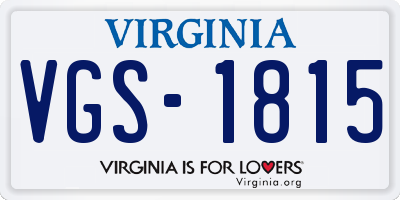 VA license plate VGS1815