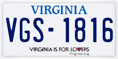VA license plate VGS1816