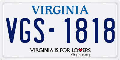 VA license plate VGS1818