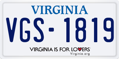 VA license plate VGS1819