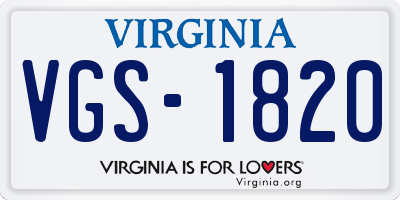 VA license plate VGS1820