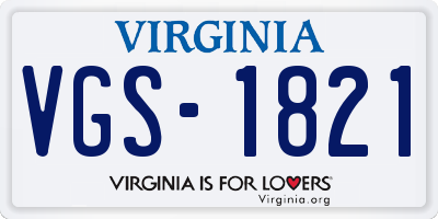 VA license plate VGS1821