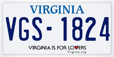 VA license plate VGS1824