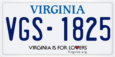 VA license plate VGS1825