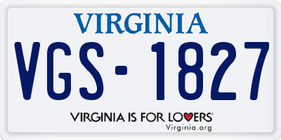 VA license plate VGS1827
