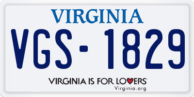 VA license plate VGS1829