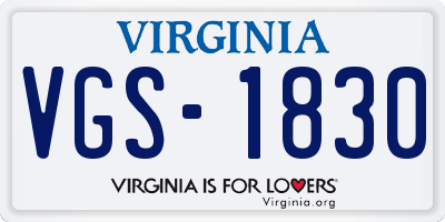 VA license plate VGS1830