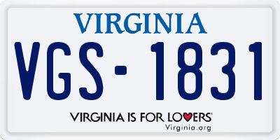 VA license plate VGS1831