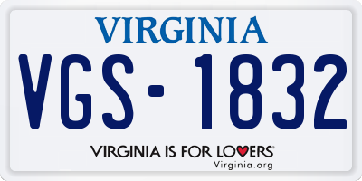VA license plate VGS1832