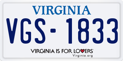 VA license plate VGS1833
