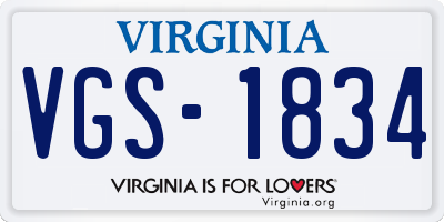 VA license plate VGS1834