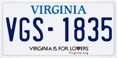 VA license plate VGS1835