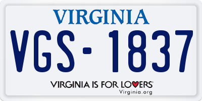 VA license plate VGS1837