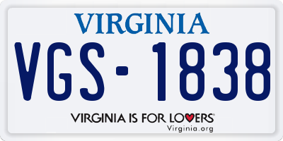 VA license plate VGS1838