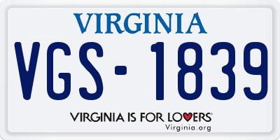 VA license plate VGS1839