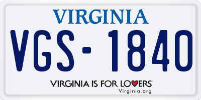 VA license plate VGS1840