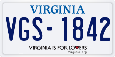 VA license plate VGS1842