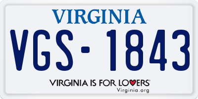 VA license plate VGS1843