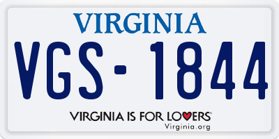 VA license plate VGS1844