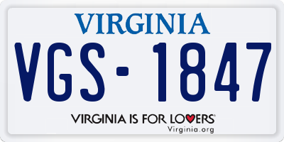 VA license plate VGS1847
