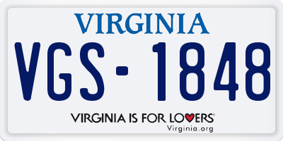 VA license plate VGS1848