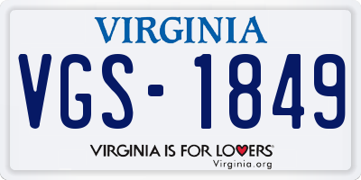VA license plate VGS1849