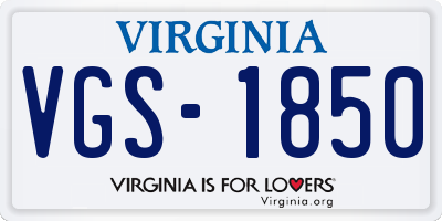VA license plate VGS1850