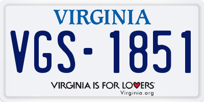 VA license plate VGS1851