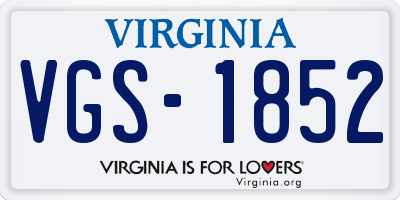 VA license plate VGS1852