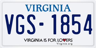VA license plate VGS1854