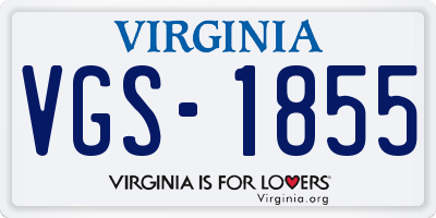 VA license plate VGS1855