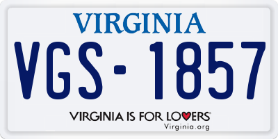 VA license plate VGS1857