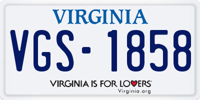 VA license plate VGS1858