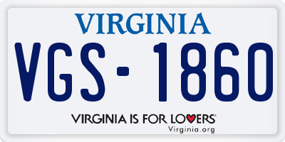 VA license plate VGS1860