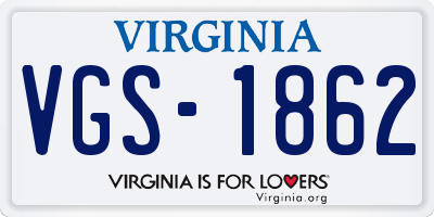 VA license plate VGS1862