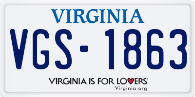 VA license plate VGS1863