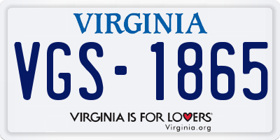 VA license plate VGS1865