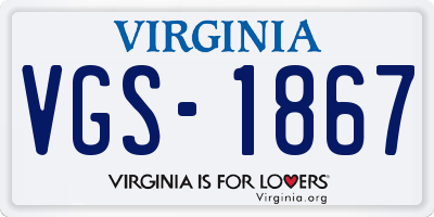 VA license plate VGS1867