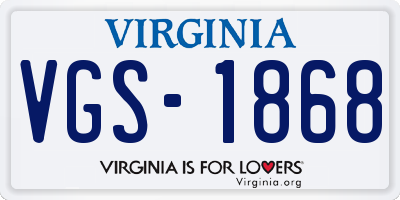 VA license plate VGS1868