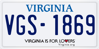 VA license plate VGS1869