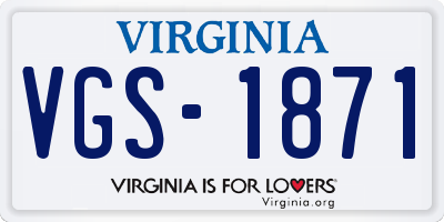 VA license plate VGS1871