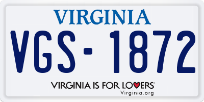 VA license plate VGS1872