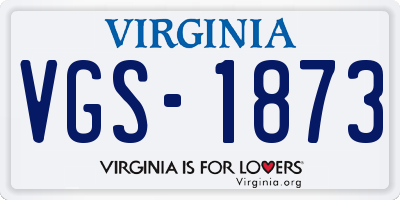 VA license plate VGS1873